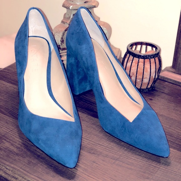 1. State Shoes - 💙 Blue Suede Block Heel Pumps